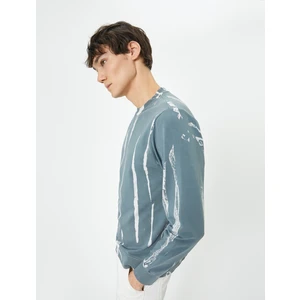 Soyut Baskılı Sweatshirt Bisiklet Yaka Uzun Kollu