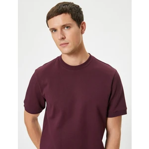 Basic Tişört Bisiklet Yaka Kısa Kollu Dokulu Pamuklu