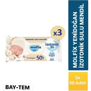 Yenidoğan Izotonik Sulu Islak Mendil 3X50=150 Adet