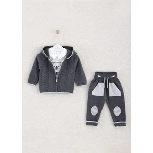 Mimbo Kids Erkek Bebek Için  3'lü Kışlık Takım - Hırka, Pantolon ve T-Shirt