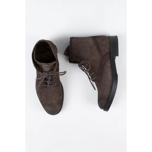 Zeno Erkek  Deri Bağcıklı Fermuarlı Kahve Bot