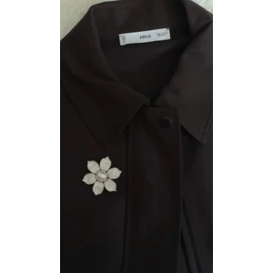 Âlâ Atelier Kristal Taşlı Incili Papatya Broş Gümüş Yaka Iğnesi