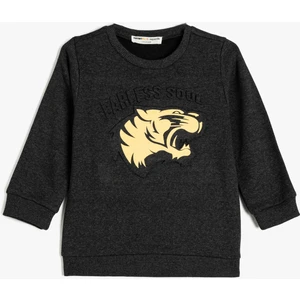 Sweatshirt Uzun Kollu Kaplan Baskılı