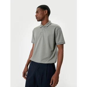 Yakalı Tişört Slim Fit Düğmeli Kısa Kollu