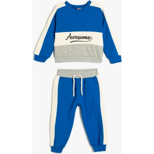 Eşofman Takımı Uzun Kollu Pamuklu Sweatshirt ve Eşofman Altı Şardonlu