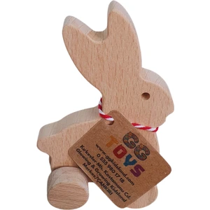 Gg Toys - Montessori Doğal Ahşap Tekerlekli Oyuncak - Tavşan