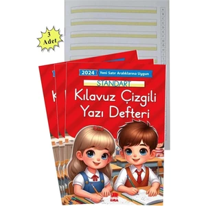 Yeni Müfradat Güzel Yazı Defteri Orta Boy 16.5X24  24 Yaprak 3 Adet Standart Kılavuz Çizgili Yazı Defteri Satır Aralıklarına Uygun
