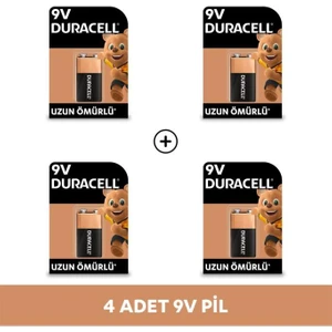 Alkalin 9V Pil, (6LR61 / MN1604), 1'li Paket x 4