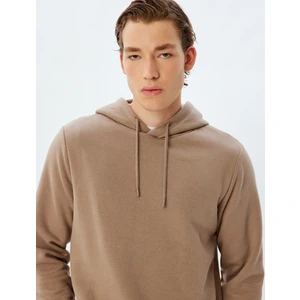 Kapşonlu Sweatshirt Basic Şardonlu Pamuk Karışımlı