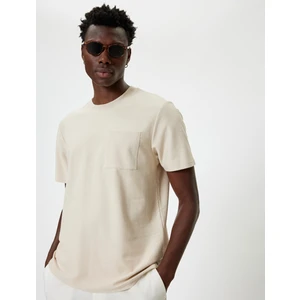 Basic Tişört Kısa Kollu Cep Detaylı Bisiklet Yaka Pamuklu