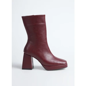 Bordo Kadın Topuklu Bot Fadıla