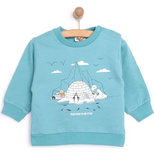 Basic Az Şardonlu Kutup Temalı Desenli Sweatshirt Erkek Bebek