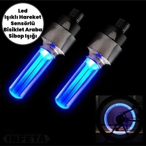 1 Çift LED Işıklı Hareket Sensörlü Mavi Işıklı Bisiklet Araba Motor Sibop Kapağı Lambası