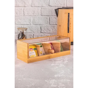 Bambu 4 Bölmeli Kapaklı Çay ve Bitki Çayı Saklama Kutusu – Doğal Malzeme, Şık ve Dayanıklı Tasarım 29x10x10 cm