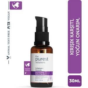 The Purest Solutions  ve , Onarıcı Retinol (A vitamini ) Gece Serumu 30 ml (1% Retinol + Ceramide)