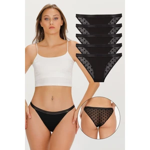 Kadın Tül Detaylı Slip Külot 5li Paket - KTS4008TÜL-5