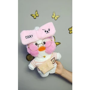 Sekk O Kawai Lalafanfan Beyaz Renk Peluş Ördek 30 cm Kıyafetli Gözlüklü Oyuncak