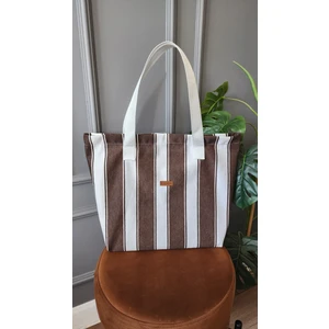 Altın Pamuk Twill Plaj Çantası-Çok Amaçlı Çanta Fermuarlı