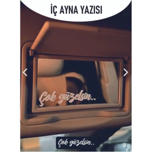 Çok Güzelsin Güneşlik Ayna Yazısı Araba-Motosiklet Cam Etiket Sticker 7,2x1,8cm
