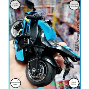 Honda Cbr Motor Oyuncak Yarış Motorsiklet Diecast Metal Model Araç Çek Bırak 13 cm