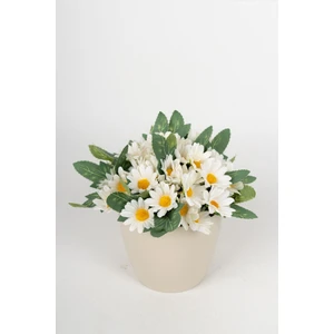 Beyaz Saksıda Yapay Papatya