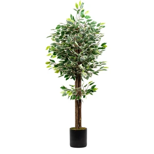 120 cm Yeşil Beyaz Yapay Benjamin Ağacı
