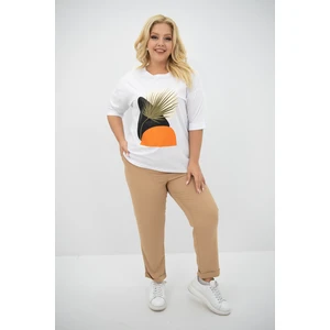 Kadın Büyük Beden Baskı Detaylı T-Shirt Takım 8105-24