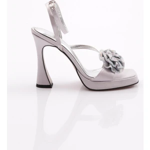 6950 Gül Desenli Topuklu Abiye Ayakkabi