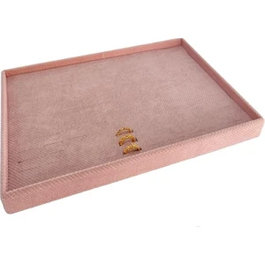 Yerli Üretim Süet Kumaş Pembe Renk 34/24 cm Batırmalı Çekmece İçi Yüzük Tablası