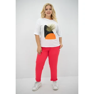 Kadın Büyük Beden Baskı Detaylı T-Shirt Takım 8105-24