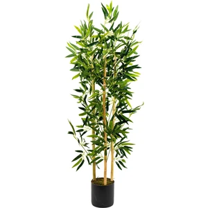 Yapay Yoğun Yapraklı Dekoratif Bambu Ağacı 3 Gövde 120CM