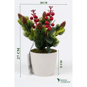 Saksıda Kokina Tanzimli Yapay Yılbaşı Çiçeği