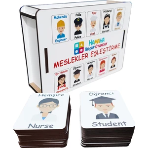 Eğitici Ahşap Oyuncak | Meslek Şekilleriyle Zihinsel Becerileri Geliştiren Ahşap Denkleştirme Blokları | 20 Parça Kutulu Eğitici Oyuncak