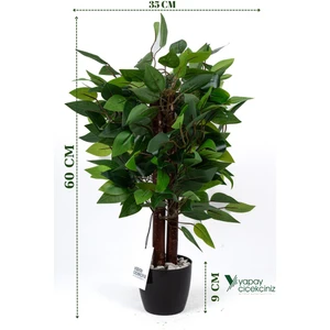 Yapay Çiçekçiniz 60 cm Yoğun Yapraklı Bahardalı Yapay Ağaç – Beyaz Saksıda Premium Kalitede Dekoratif Tasarım