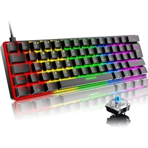 62TUŞ Mekanik Mini Oyun Klavyesi 19 Rgb Rainbow Led'li Aydınlatmalı Taşınabilir Anti-Ghosting Klavye