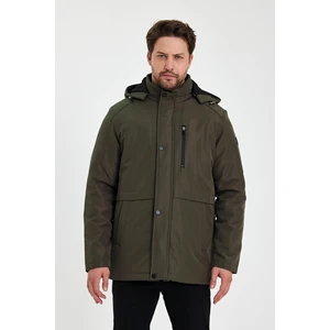 Yeşil Içi Kalın Kürklü Çıkartılabilir Kapüşonlu Rüzgar ve Su Geçirmez Mont&kaban