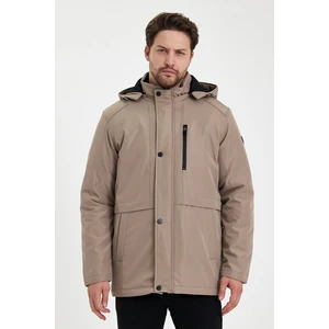 Bej Içi Kalın Kürklü Çıkartılabilir Kapüşonlu Rüzgar ve Su Geçirmez Mont&kaban