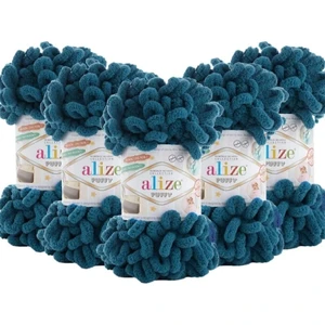 Puffy 5'li Paket (5X100GR) El Örgü Ipi ( 646 Petrol Mavi)