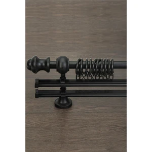 Siyah Ahşap Rustik Çift Raylı Perde Askısı