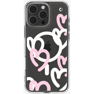 Apple iPhone 16 Pro ile Uyumlu ince MagSafe Kılıf Ultra Hybrid Sararma Karşıtı DuraClear™ Hava Kanalı Teknolojisi™ Askeri Sınıf Koruma MagFit Hearts White Pink Tasarım Kapak - ACS08277