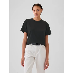 Kadın Siyah Supima® Pamuk Relaxed T-Shirt