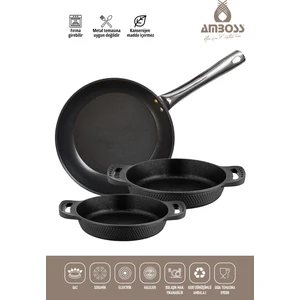 Mixta 3'lü  Döküm Tava Sahan Seti (2 Sahan 1 Tava)