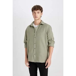 %100 Pamuk Regular Fit Basic Düz Uzun Kollu Gömlek