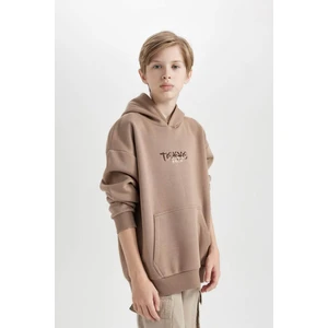 Erkek Çocuk Oversize Geniş Kalıp Sırt Baskılı Kapüşonlu Sweatshirt D5681A824WN