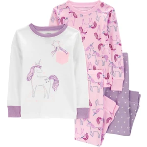 Küçük Kız Çocuk Pijama Set 4'lü Paket