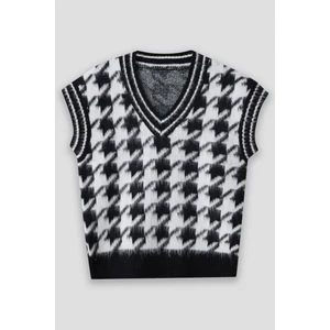 Summer Winter Club Kadın Şardonlu Polo Yaka Fitilli Kenarlı Kolsuz % 100 Ipek Süveter Kazayağı