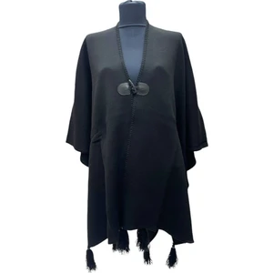 Akmoda Kalın Kışlık Triko Uzun Bayan Panço