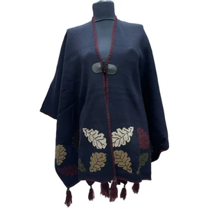 Akmoda Kalın Kışlık Triko Uzun Bayan Panço