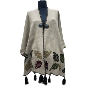 Akmoda Kalın Kışlık Triko Uzun Bayan Panço