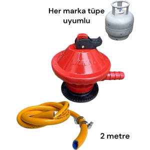 Ev Tüp Başlığı 12 Kg Tüp Dedantör 2 metre Hortum 2 Kelepçe